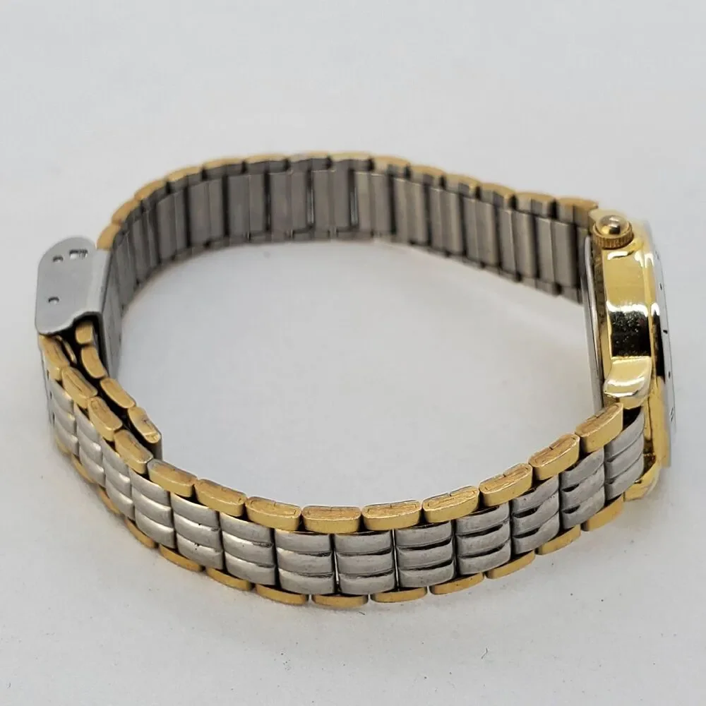 Nelsonic Diamond Women's Watch 25MM Green Dial Two Tone‎ Bands 7.5